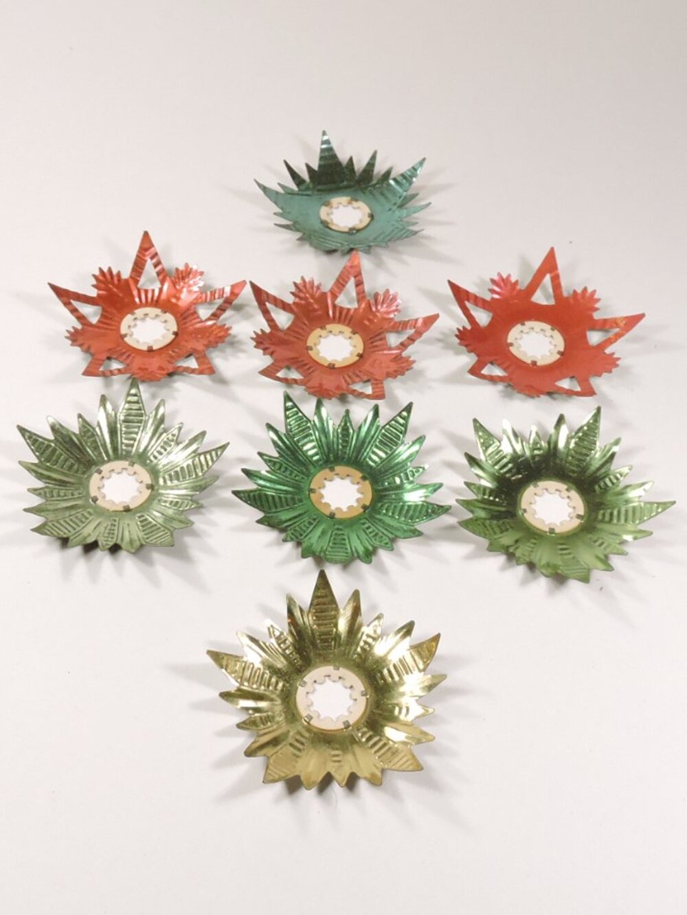 8 Vintage Noma KRISTOLITE Metal Christmas Light Reflectors 1940's era